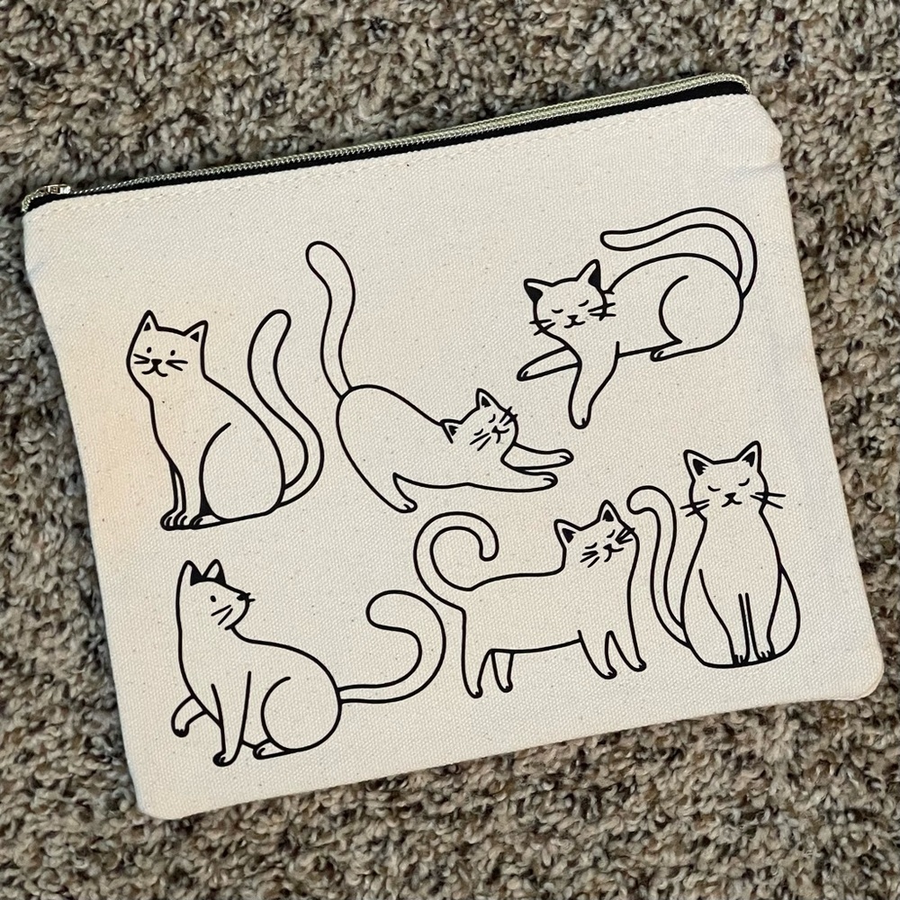 Custom Cat Canvas Zipper Pouch Bag